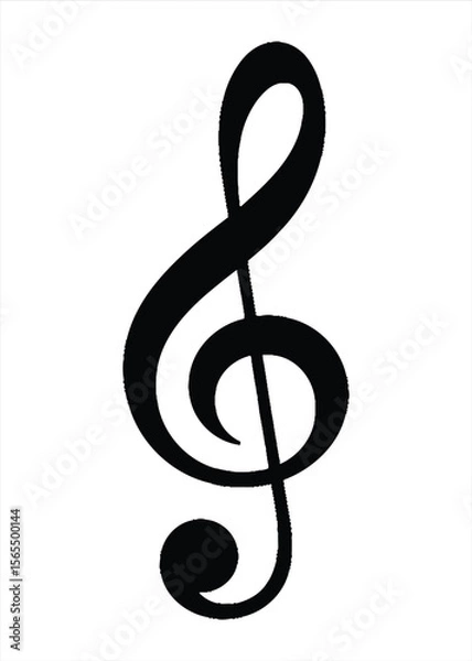 Fototapeta A classic black treble clef symbol isolated on a clean white background