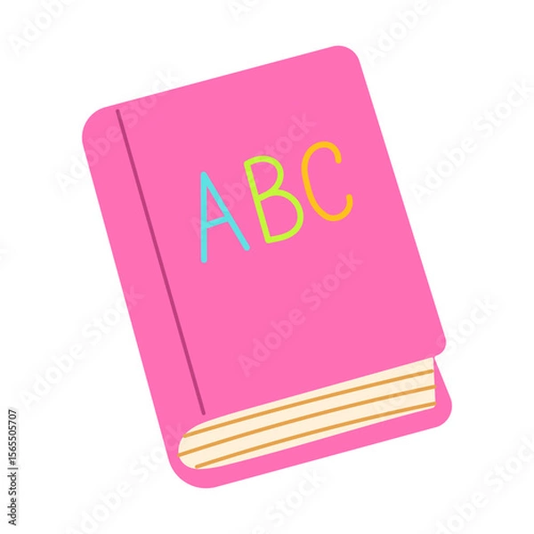 Obraz A pink book with the letters ABC on it. The book is colorful and has a playful design