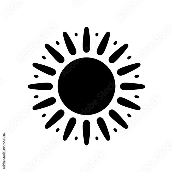 Fototapeta Minimalist Black SVG Silhouette of a Sun with Rays for Climate Change and Environmental Awareness Designs