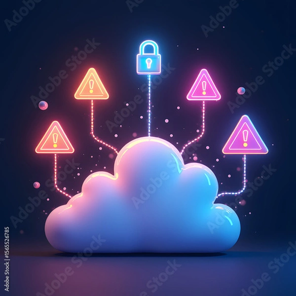Fototapeta Cloud Security Icon with Data Protection Symbols