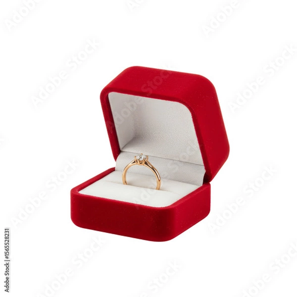 Obraz Elegant gold ring in red velvet box for special occasions  