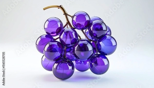 Obraz Purple Glass Grape Cluster 3D Rendering Illustration