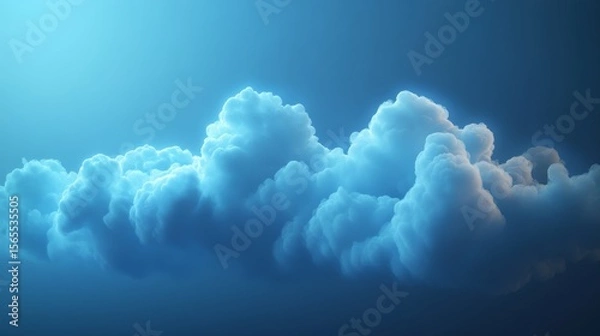 Fototapeta A sleek and modern abstract cloud formation, designed with a futuristic touch to symbolize cloud technology. The cloud has smooth, flowing shapes with subtle blue accents, giving it an innovative and 