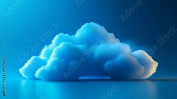 Fototapeta A sleek and modern abstract cloud formation, designed with a futuristic touch to symbolize cloud technology. The cloud has smooth, flowing shapes with subtle blue accents, giving it an innovative and 