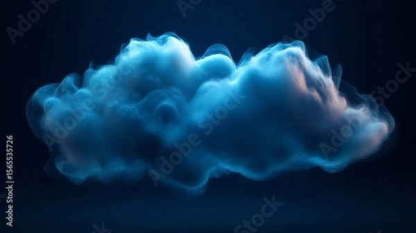 Fototapeta A sleek and modern abstract cloud formation, designed with a futuristic touch to symbolize cloud technology. The cloud has smooth, flowing shapes with subtle blue accents, giving it an innovative and 