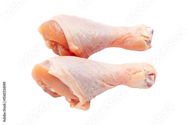 Obraz Two Raw Chicken Drumsticks Isolated on meat poultry