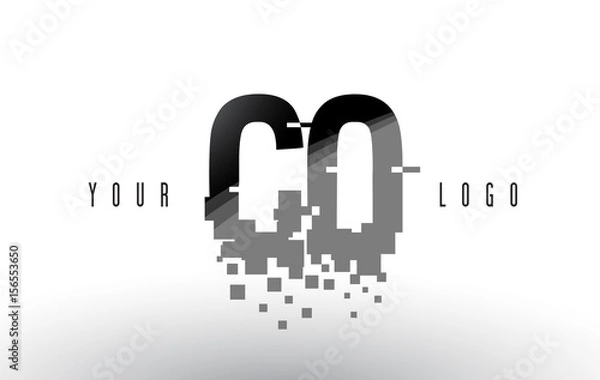Fototapeta CO C O Pixel Letter Logo with Digital Shattered Black Squares