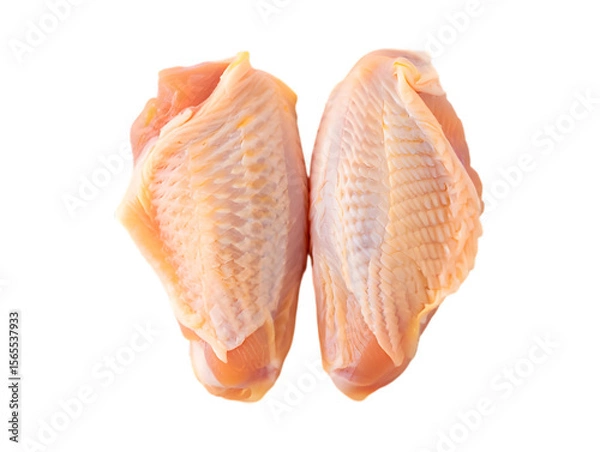 Obraz Two raw chicken wings with visible skin texture against meat poultry