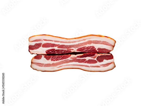 Obraz Two Slices of Raw Bacon Stacked Against a meat pork