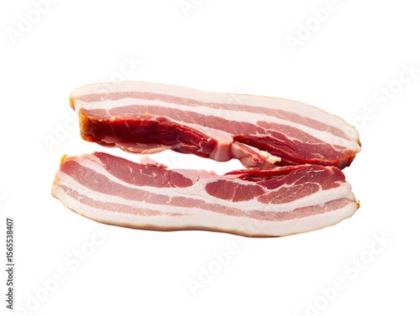 Obraz Two Slices of Raw Pork Belly with Visible Fat and Meat Layers uncooked