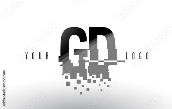Obraz GD G D Pixel Letter Logo with Digital Shattered Black Squares