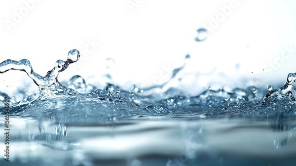 Fototapeta Captivating photo showcasing the dynamic splash of water with intricate details against white background