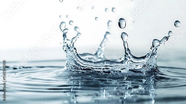 Fototapeta Close up photo showcasing a detailed and dynamic water crown splash with delicate ripples and droplets.