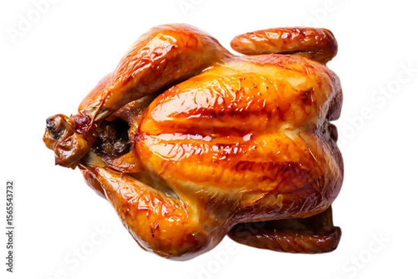 Obraz Whole Roasted Chicken with Golden Brown Crispy Skin on poultry bird