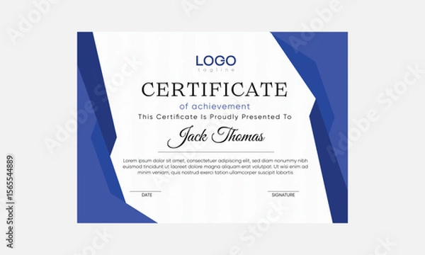 Obraz certificate of achievement. vector certificate template. certificate background