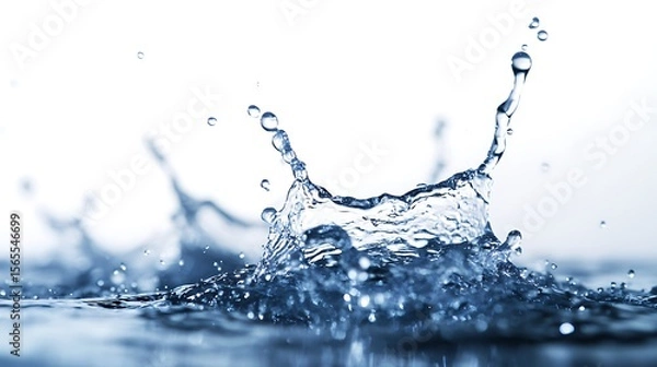 Fototapeta Dynamic close up photo capturing a pristine water splash with vibrant liquid droplets elegantly displayed