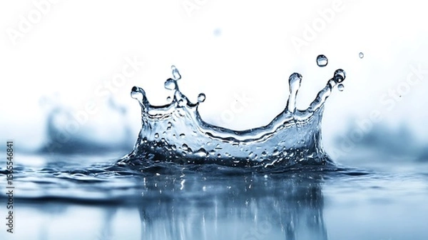 Fototapeta Dynamic water splash with a beautiful crown effect frozen in time demonstrating water droplets photo.