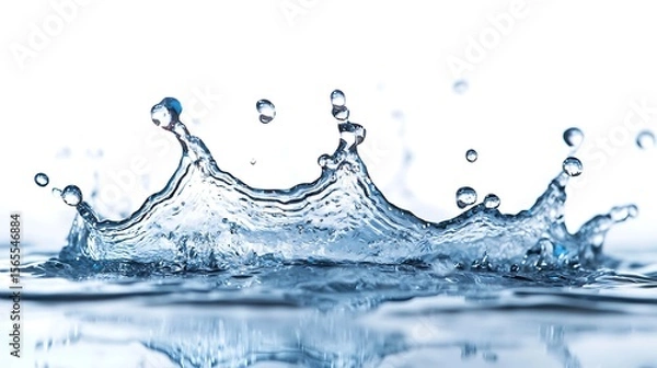 Fototapeta Dynamic water splash with droplets captures flowing liquid reflection on a clean surface photo
