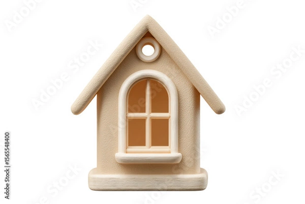 Obraz PNG Minimalist beige birdhouse with arched window design