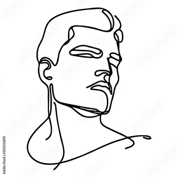 Fototapeta Contempt — handsome man in graceful theatrical pose of disdain: minimalist single black line drawing. One line art.