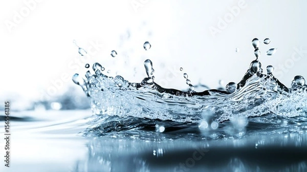 Fototapeta Splashing water creating a beautiful crown shape photographed with clear reflections and macro detail