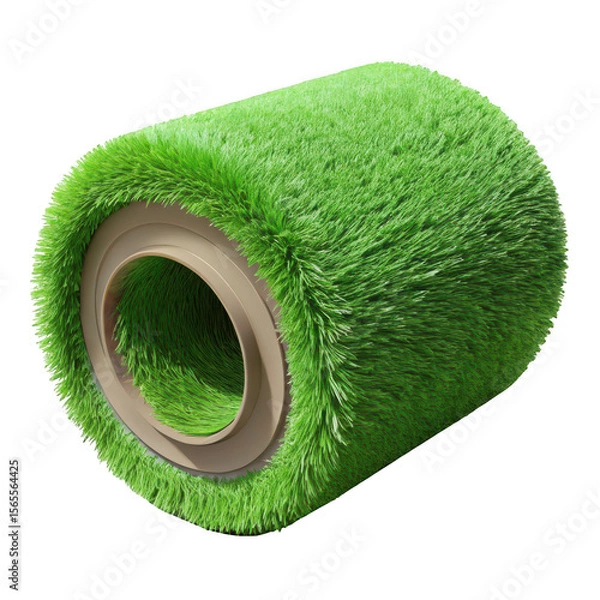 Fototapeta Artificial grass roll with inner tube showing a tunnel of green