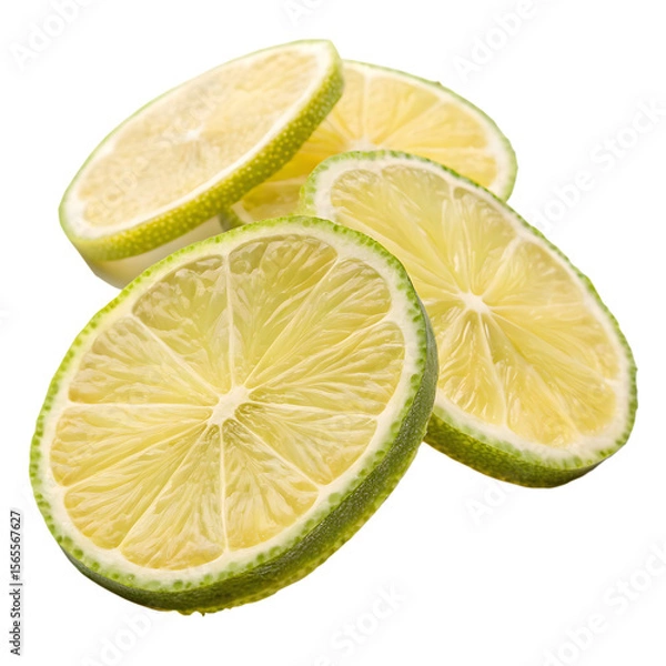 Fototapeta Fresh lime slices isolated on transparent background