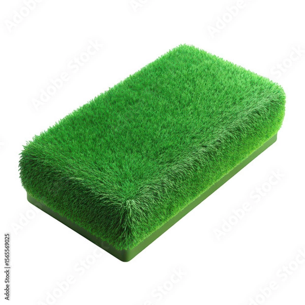 Fototapeta A rectangular object covered in lush green grass on a black background