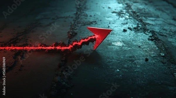 Fototapeta A red arrow breaking through a barrier, symbolizing overcoming challenges during festive season