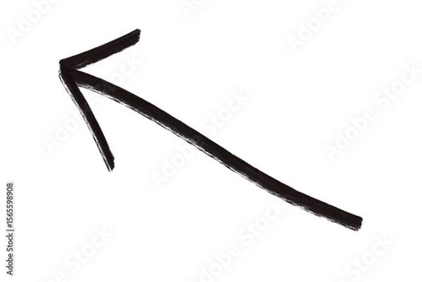 Fototapeta A black painted arrow points to the left, isolated on transparent background