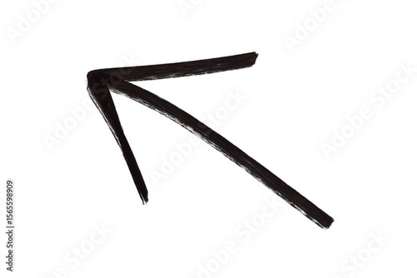 Fototapeta A black brush stroke arrow points up and to the left, isolated on transparent background
