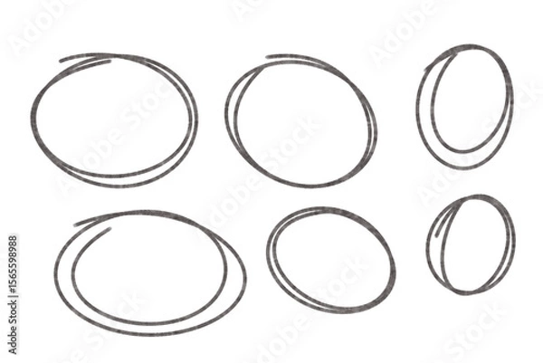 Fototapeta Hand drawn scribble circles isolated on transparent background