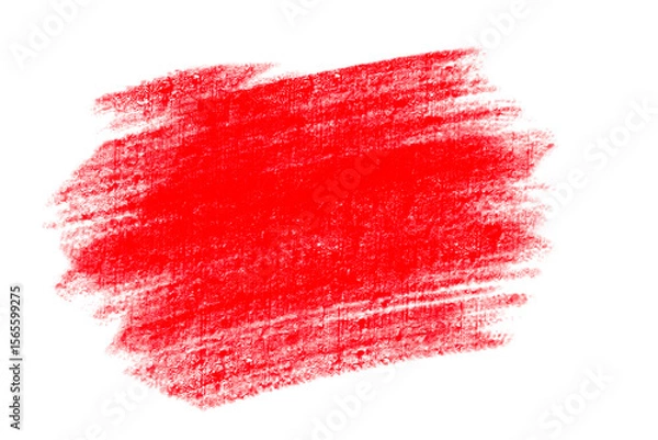 Fototapeta A red crayon smear is isolated on transparent background