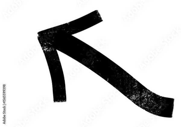 Fototapeta A black grunge arrow points up and to the left, isolated on transparent background