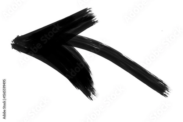 Obraz A black brush stroke arrow points to the left, isolated on transparent background