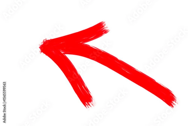 Fototapeta A red brushstroke arrow points to the left, isolated on transparent background