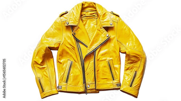 Fototapeta yellow leather jacket isolated on white background , transparent png