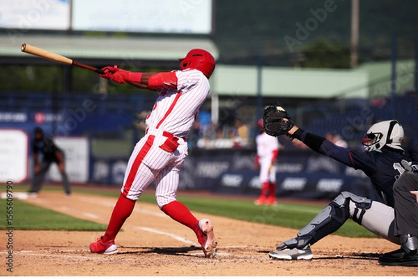 Obraz red baseball guy hitting