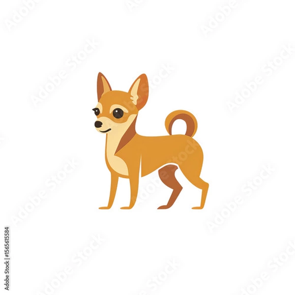 Obraz A cute cartoon illustration of a Chihuahua with a playful expression and a charming stance.