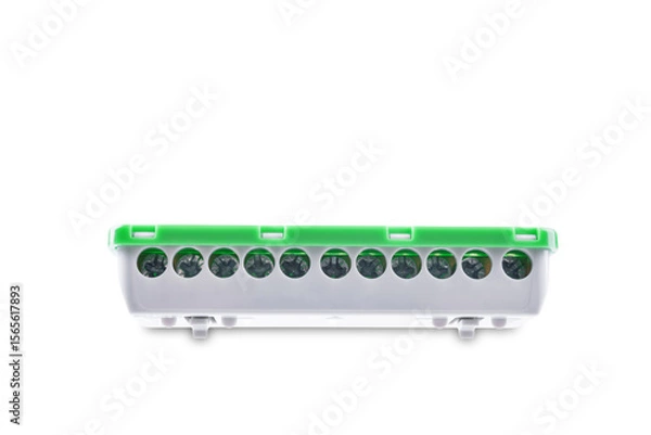 Obraz Electrical terminal block on a white isolated background