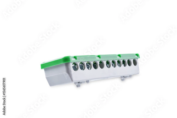 Obraz Electrical terminal block on a white isolated background
