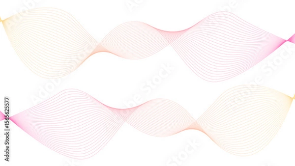Fototapeta Vector curvy abstract line art wavy flowing dynamic colorful lines white background in concept music or sound, wave, wind, information flow	