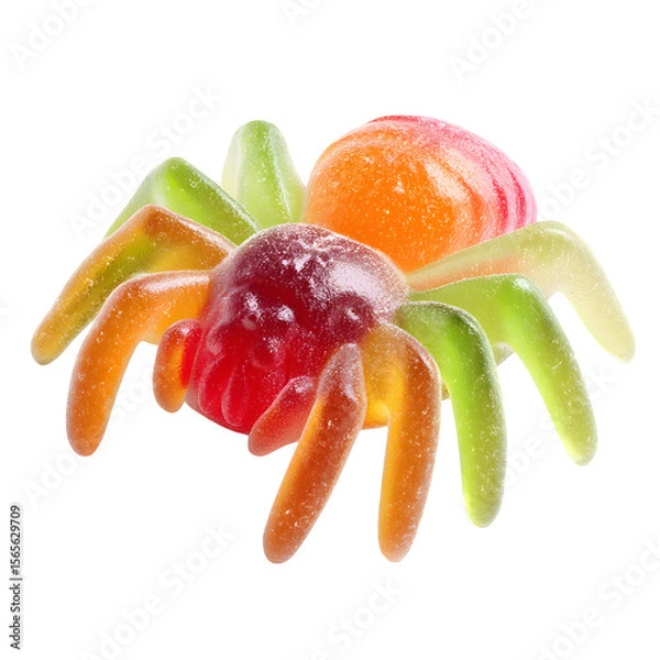 Fototapeta Colorful gummy spider, a fun Halloween candy with a transparent background