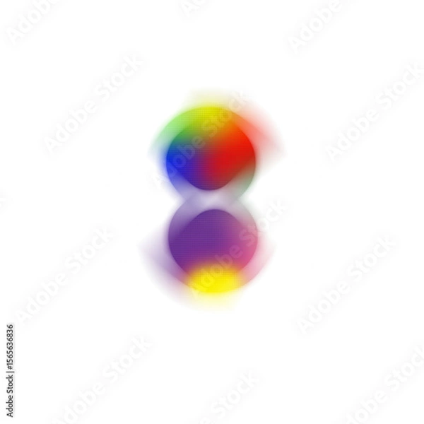 Fototapeta Dual neon rainbow glow dots with halftone texture on transparent background, abstract vibrant art PNG