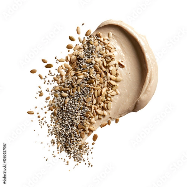 Fototapeta Nut Butter Spread with Chia and Sunflower Seeds

