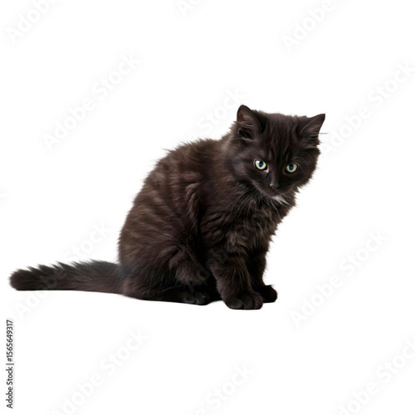 Obraz Mysterious Black Cat A Studio Portrait isolated on transparent background