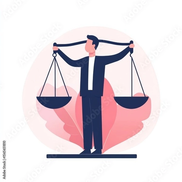 Fototapeta A person holds a balanced scale, symbolizing fairness, justice, and equality in decision-making or legal matters.