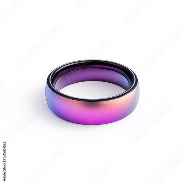 Fototapeta Modern iridescent ring with smooth gradient colors in pink purple and orange tones on a clean white background