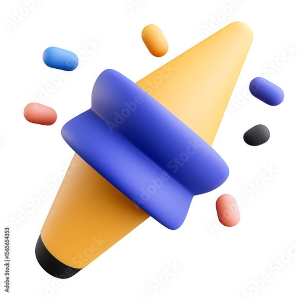 Obraz Firecracker and confetti 3D icon