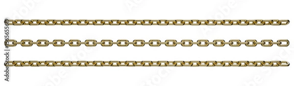 Fototapeta Stretched golden chains isolated on a transparent background. 3D render.